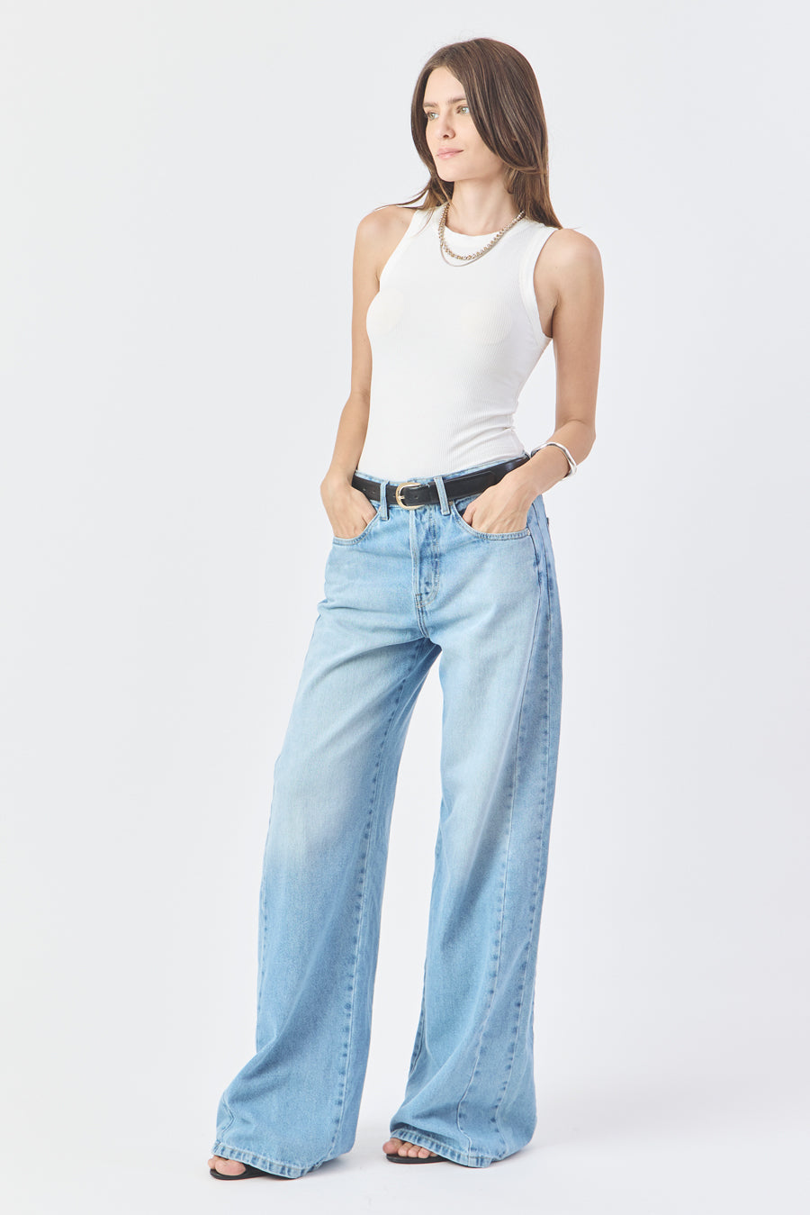 Calça Yasmin Wide Leg Jeans Médio