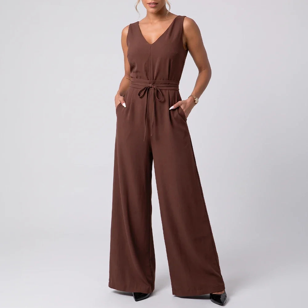 Macacão Pantalona Decote V | Amarração na Cintura