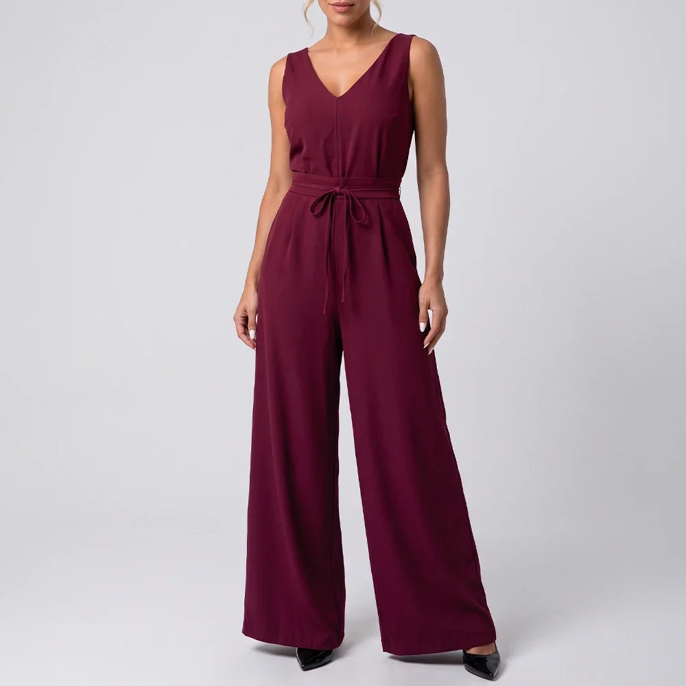 Macacão Pantalona Decote V | Amarração na Cintura