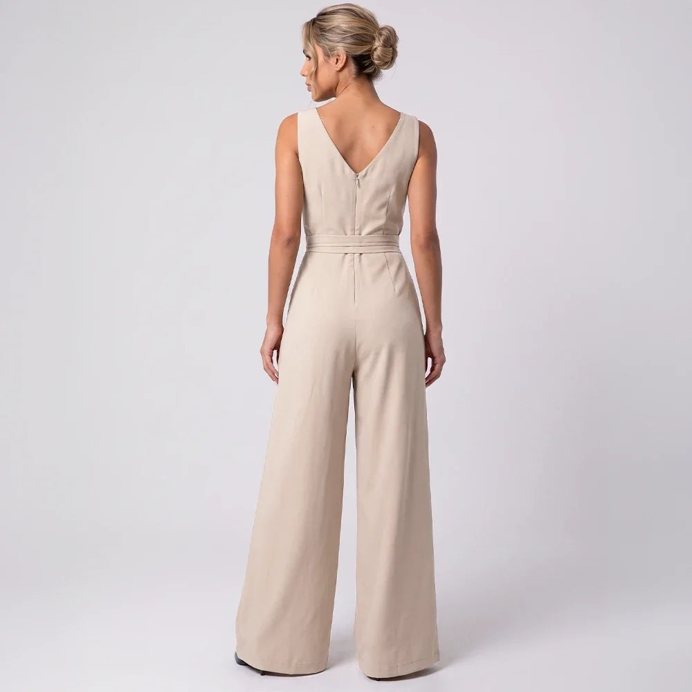 Macacão Pantalona Decote V | Amarração na Cintura
