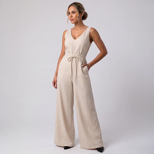 Macacão Pantalona Decote V | Amarração na Cintura