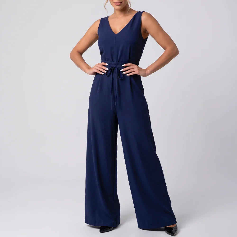Macacão Pantalona Decote V | Amarração na Cintura