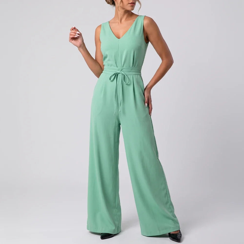 Macacão Pantalona Decote V | Amarração na Cintura