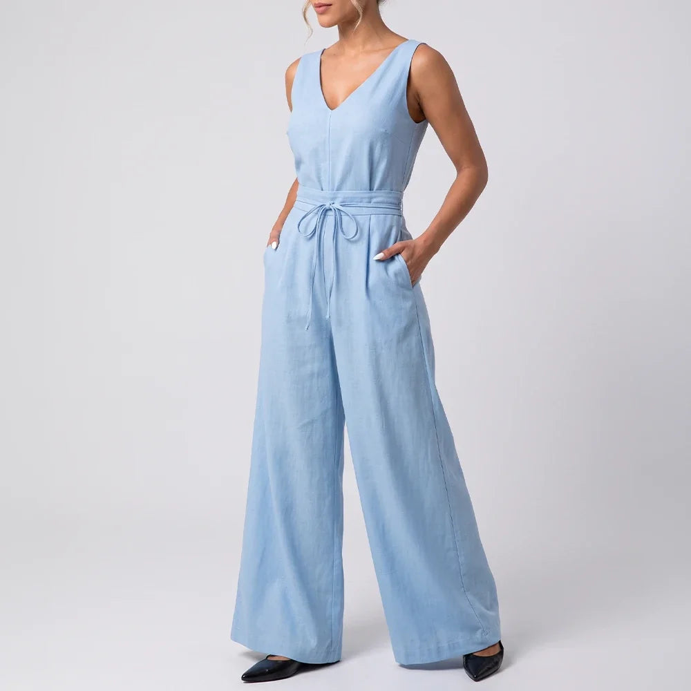 Macacão Pantalona Decote V | Amarração na Cintura