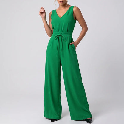Macacão Pantalona Decote V | Amarração na Cintura
