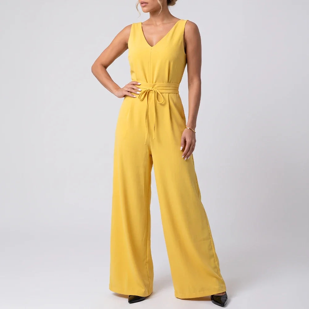 Macacão Pantalona Decote V | Amarração na Cintura